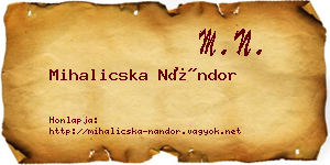 Mihalicska Nándor névjegykártya